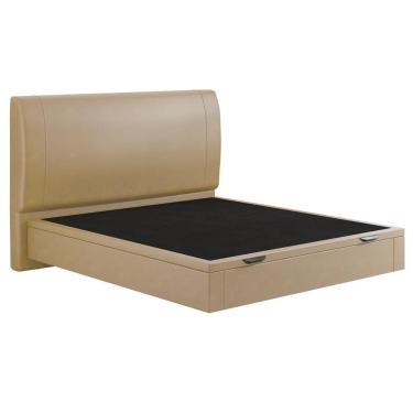 Imagem de Cama Queen Baú Flutuante Com Cabeceira 160cm Spazio S04 Couríssimo Bege - Lyam Decor