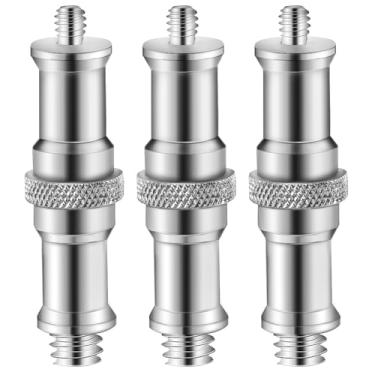 Imagem de 3 peças padrão 1/4 a 3/20.3 cm conversor macho de metal adaptador de parafuso roscado parafuso para suporte de luz de estúdio, adaptador Hotshoe/Coldshoe, cabeça esférica, receptor de flash sem fio