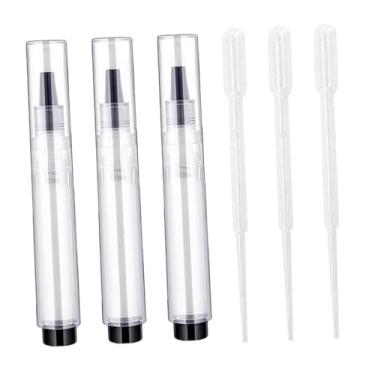 Imagem de UGPLM Conjunto de 3 Canetas de Retoque de Tinta Recarregáveis ​​de 6ml com Pincel de Pressão Manual para Unhas, Óleo Labial e Pintura de Móveis e Portas, Preto Claro