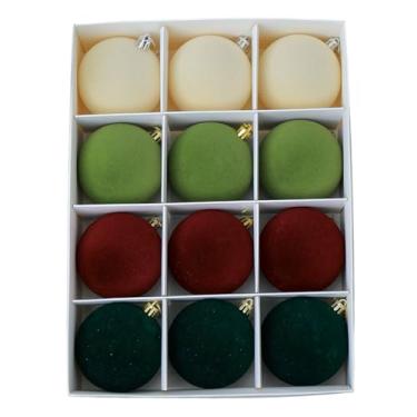 Imagem de Nishiyuenyi Conjunto de 12 bolas decorativas para árvore de Natal, com 6 cm de diâmetro. Ideais para fotos, decoração natalina para janelas, quartos e outras, Quatro Cores
