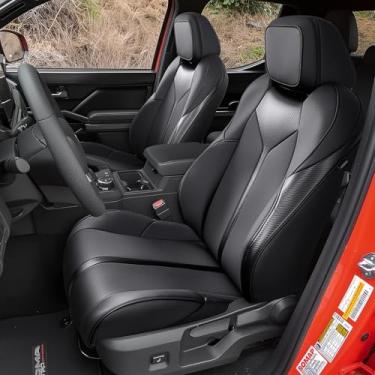 Imagem de Conjunto completo de capas de assento de carro para Toyota Tacoma 2024 2025, cabine dupla de couro impermeável cobertura total capas de assento de caminhonete ajuste personalizado para acessórios