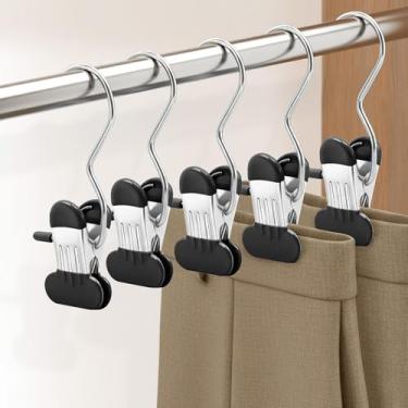 Imagem de POZEAN Cabides de leggings mais largos para armário, pacote com 40, cabides de metal com clipes, saia antiderrapante, gancho para jeans, organizador de armário empilhável, preto