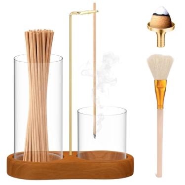 Imagem de Suporte de incenso, suporte de incenso 3 em 1 para varas e cones de incenso, com coletor de cinzas extragrande, queimador de incenso à prova de cinzas com escova, adequado para meditação, ioga, spa e