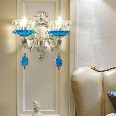 Imagem de Luminária de parede contemporânea de cristal para interiores, estilo europeu, luxuosa, com LED, para decoração de sala de estar, quarto, escritório, quarto modelo, hotel, casa de campo, corr