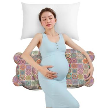 Imagem de Travesseiro de gravidez para dormir, travesseiro de maternidade para mulheres grávidas, almofadas macias e confortáveis para gravidez, suporte lateral para dormir na barriga, com capa removível