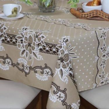 Imagem de TOALHA DE MESA LINHÃO EM TECIDO LINHO RUSTICO (IBISCO CONTORNO PRETO, 100X140)