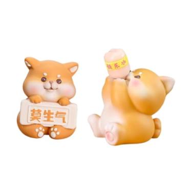 Imagem de Bothyi 2x Estatuetas de Animais em Miniatura, Pequenas e Fofas, Coleção em Resina, Artesanato, Ornamento de Mesa, Escultura para Sala de Estante ou de, Filhote de Cachorro