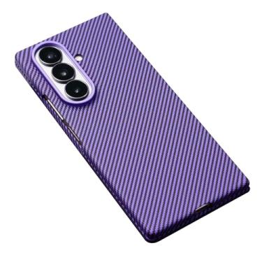 Imagem de FWYANZH Capa magnética para Samsung Galaxy Z Fold 7, película protetora de tela integrada, fina, textura de fibra de carbono, capa de proteção contra quedas, roxa, dobra 7