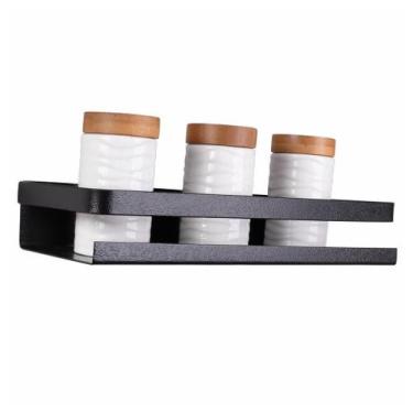 Imagem de Prateleira Utensílios Cozinha Temperos Preto Fosco 30Cm - Belolar