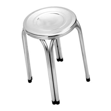 Imagem de Fxzqgnh Banco Empilhável, Banco de Bar, Portátil, Assento Confortável, Metal, aço Inoxidável, Redondo, para Interior, Jardim, Casa, Escritório, Sala de Jantar