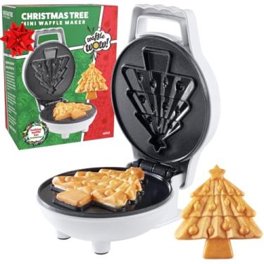 Imagem de Mini máquina de waffle para árvore de Natal - torne este feriado especial para crianças com ferro de waffler fofo de 10 cm, aparelho elétrico antiaderente para café da manhã para a temporada de Natal