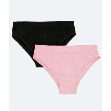 Imagem de Kit 2 Calcinhas Biquíni Sem Costura DelRio-13472, Rosa, Preto, G