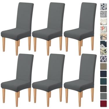 Imagem de Dioxide Capas de cadeira de alta elasticidade para cadeiras de jantar, capas removíveis laváveis para cadeiras de jantar, conjunto de 6, capas de assento macias para cadeiras de cozinha, protetores
