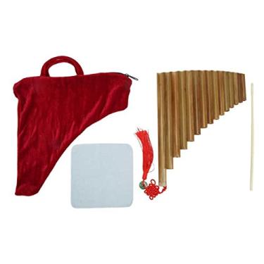Imagem de Flauta de bambu com 15 tubos Panpipe G Key Panpipe Instrumento de sopro chinês tradicional com bolsa