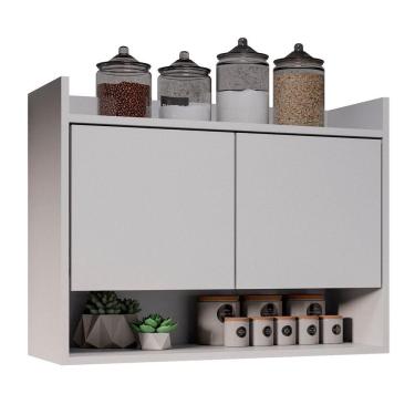 Imagem de Armário Aéreo Cozinha Multiuso Cecília 70cm 02 Portas Branco - Abmaza