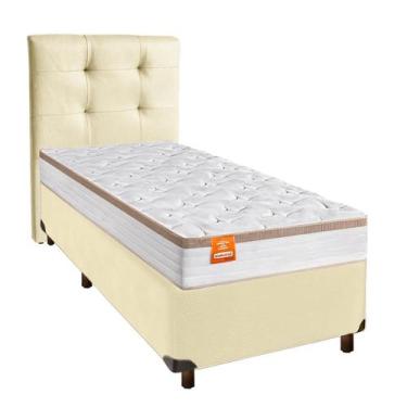 Imagem de Cama Box + Colchão Solteiro Molas Ensacadas Isis Inducol + Cabeceira E