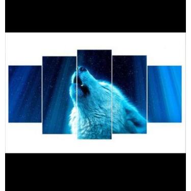 Imagem de quadros decorativo 5 peças mod Lobo Azul - autopc 3mm
