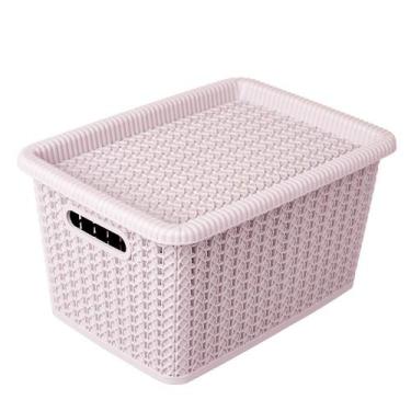 Imagem de Caixa Organizadora 5 Litros Tipo Rattan São Bernardo Bege, Única