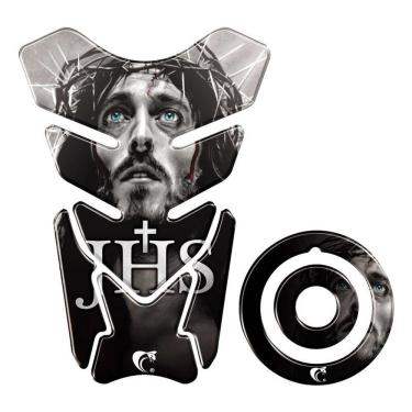 Imagem de Kit Adesivo Protetor Tanque E Bocal Moto Yamaha Jesus Preto