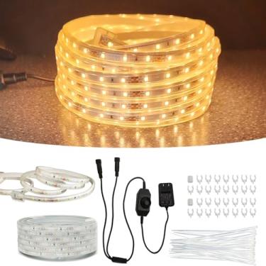 Imagem de RYGDENG Pacote com 2 luzes de corda LED de 15,2 m, à prova d'água, 12 V, luz regulável, flexível de 1800 LEDs, corda de iluminação 3000K para quarto, sala de estar, quintal, decoração interna e