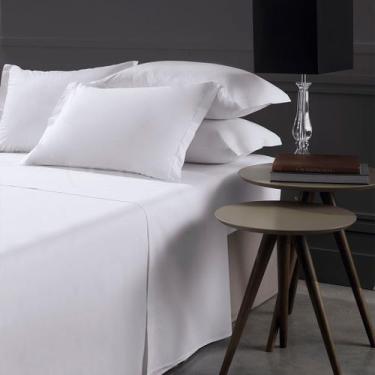 Imagem de Lençol Superior King 250 Fios Listras Branco - Altenburg