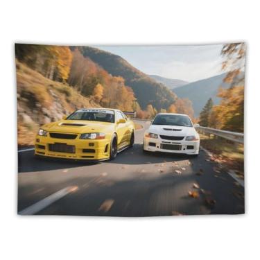 Imagem de HouLaiZhe JDM Tapeçaria de carro Mountain Chase Racing Jdm carro esportes pendurar na parede quarto decoração de casa tapeçarias estética piquenique decoração de parede arte de parede para dormitório