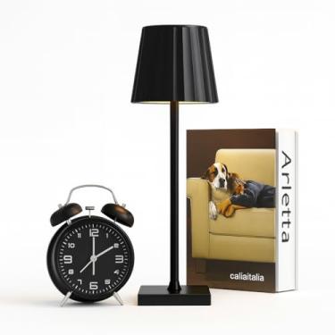 Imagem de Luminária LED Touch Portátil Sem Fio Recarregável Abajur Mesa 3 Tons de Luz para Decoração Preto
