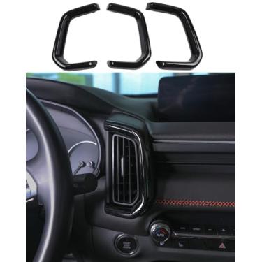 Imagem de Acessórios interiores adequados para Mazda CX50 Hybrid & CX-50 todos os modelos, capas de saída de ar dianteiras pretas brilhantes, aberturas de painel centrais, ventilação de painel compatível com