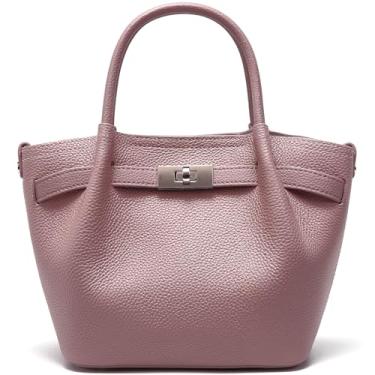 Imagem de Bolsas de couro genuíno para mulheres: bolsas pequenas para senhoras, bolsas transversais de designer de luxo, Taro Pink, Small