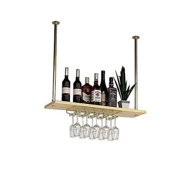 Imagem de Prateleira de teto suspensa para vinho, suporte de copo de metal para garrafa de teto, suporte de armazenamento de vinho vintage para exibição de vinho, para embaixo do armário, bar, fácil de instalar