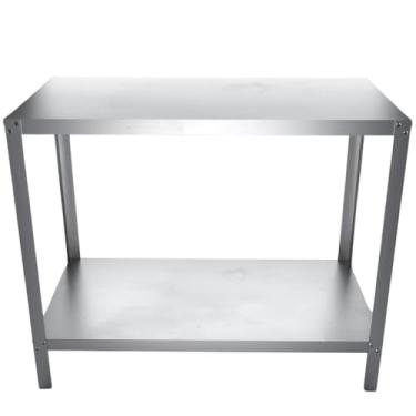 Imagem de Mesa de Aço Inox Bancada Balcão Prateleira Dois Níveis Resistente Multiuso