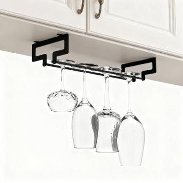 Imagem de OYEFLY 2 peças embaixo do armário para copos de vinho (preto)