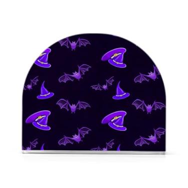 Imagem de Wassud Porta-guardanapos de acrílico para chapéus e morcegos de bruxa, dispensador de guardanapos de papel moderno em forma de U para mesa, cozinha, sala de jantar, bancada 1 peça (comporta 50-60