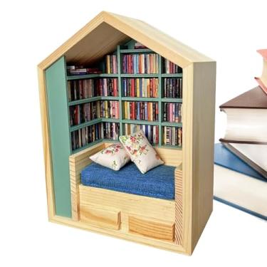 Imagem de Kit de casa de, kit de casa de boneca em miniatura, Kits de livros para adultos, Biblioteca Tiny House, artesanato criativo, decoração de, minúsculo mundo dentro de para meninos e meninas