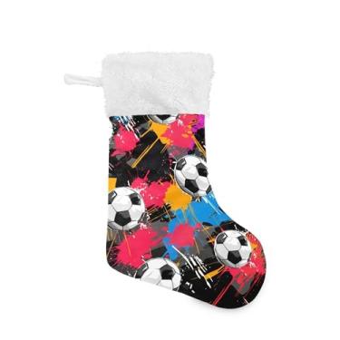 Imagem de xigua Bolas de futebol meias de Natal personalizadas grandes meias de doces para pendurar presente de Natal para decoração de festa de férias em família, decoração de lareira