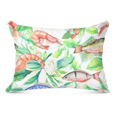 Imagem de Burbuja Fronha de almofada de plantas de peixe tamanho padrão 51 x 66 cm, capa de almofada de pelúcia ultra macia e aconchegante com zíper para pele de cabelo