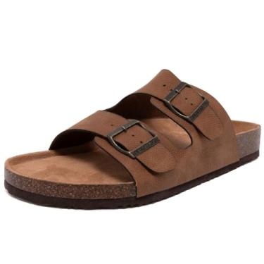 Imagem de Nautica Sandália masculina de EVA com duas tiras, palmilha confortável com fivela ajustável, leve, impermeável, sem cadarço, para praia e piscina casual, Cognac, 10