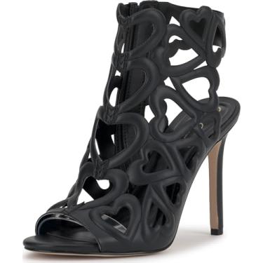 Imagem de Jessica Simpson Sandália feminina de salto Jalina, Couro sintético preto/transparente, 38