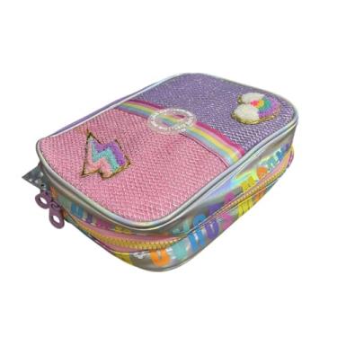 Imagem de Estojo Escolar Teen Just Organizador Rainbow Squad Colorido Feminino Divisória Ziper Lápis Canetas