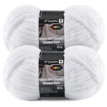 Imagem de Fio de chenille grosso para crochê e tricô – pacote com 2 fios jumbo super macios – 20 cores vibrantes – 200 g no total, 76,4 jardas – Ideal para cobertores de bebê, amigurumi e artesanato (branco, 2