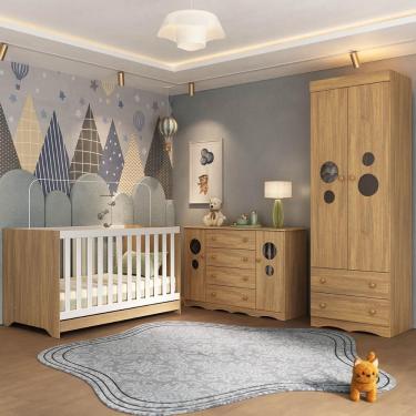 Imagem de Quarto De Bebê Completo Com Berço Americano 3 Em 1 Sonho Multimóveis MP4627 Madeirado