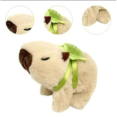 Imagem de Capivara Pelúcia Anda Pula Emite Som Brinquedo - TechToy, Off white