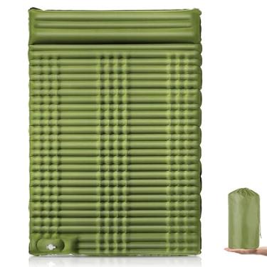 Imagem de Colchão de dormir auto-inflável para acampamento adultos com bomba pé integrada e travesseiros portáteis atividades backpacking caminhada