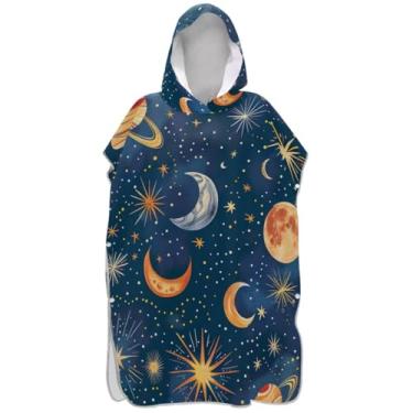 Imagem de Joisal Galaxy Planet Blue Surf Poncho Trocador para Adul Plus Size Adulto Ponchos para Mulheres Praia Moletom Toalha Floral