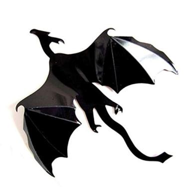 Imagem de aqxreight 7 Pçs/lote 3D Dragão Adesivo de Parede Inspirado de Parede de Dragão e Outros Para Adesivo de de de (Preto)