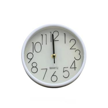Imagem de Relógio de Parede Moderno – Decoração Elegante para Sala, Quarto, Cozinha ou Escritório, Design Minimalista, Fácil de Instalar (Borda e fundo branco)