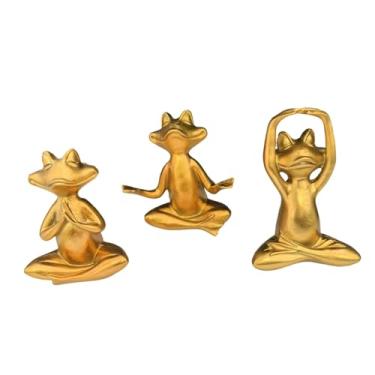 Imagem de Bothyi 3x Estátua de Sapo, Estátua de Animal para Meditação, Escultura Antiga em Resina, Ornamento de Mesa para Escritório, Prateleira, Jardim Externo,