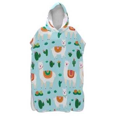 Imagem de TSENQUE Poncho de surfe para trocador de roupas de banho de praia com capuz absorventes fofos desenhos animados azul cordeiro unissex poncho adulto com capuz