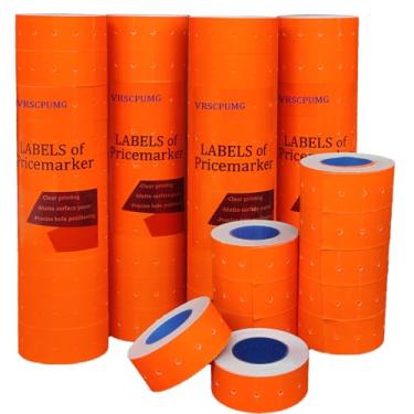 Imagem de Etiquetas de armas de preço - 40 rolos de 20.000 etiquetas de preço em branco - 1 linha de etiquetas de preço de 8 bits para varejo - compatível com MX5500, NEW5500, CN-979 e mais - laranja vermelho