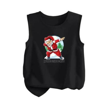 Imagem de Camiseta Regata Gráfica Sem Mangas Com Estampa De Papai Noel Para Meni